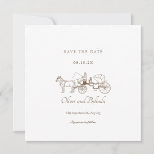 Reserva La Fecha Carruaje vintage minimalista boda elegante