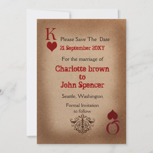 Reserva La Fecha Cartas de bodas rusticas de Las Vegas (Anverso)