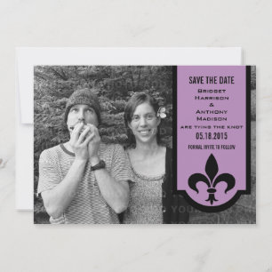 Reserva La Fecha Cartel de Violet Fleur De Lis Guardar la invitació