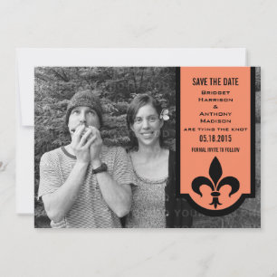 Reserva La Fecha Cartel del naranja Fleur De Lis Guardar la invitac