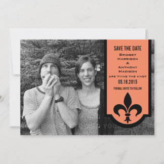 Reserva La Fecha Cartel del naranja Fleur De Lis Guardar la invitac