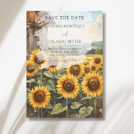 Reserva La Fecha Casa de Madera Campo de Girasoles Boda de Otoño