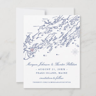 Reserva La Fecha Casco Bay Maine Map Save the Date