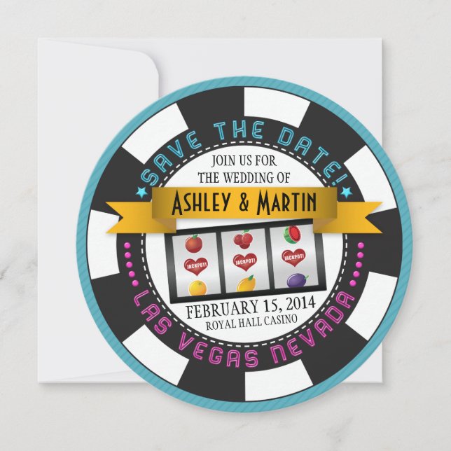 Reserva La Fecha Casino Chip Vegas Wedding Save the Date (Anverso)