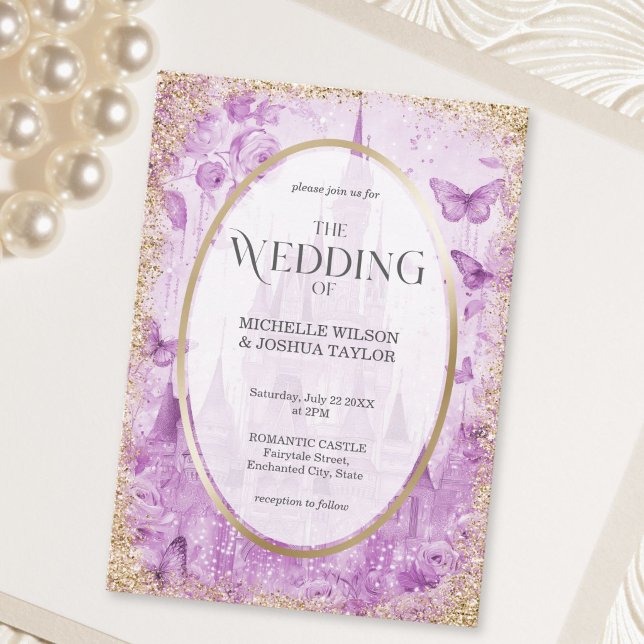 Reserva La Fecha Castillo de Cuento de Hadas Bosque Encantado Marip (Enchanted Wood Fairytale Castle Floral Butterflies Save The Date)