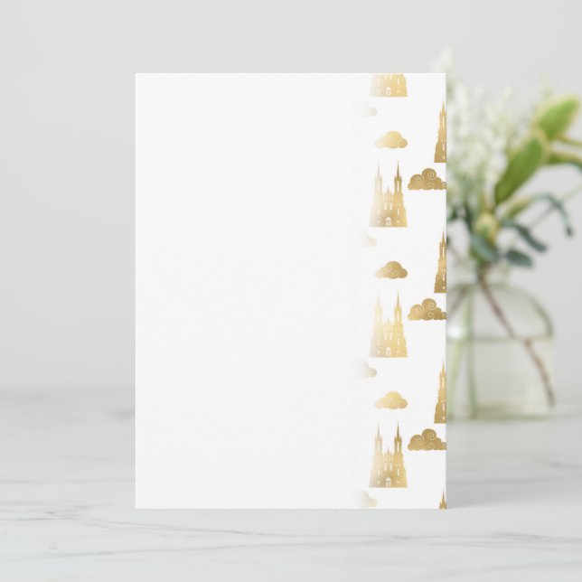 Reserva La Fecha Castillo Princesa de Oro Nubes Magia Real (Anverso de pie)