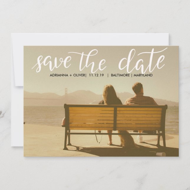 Reserva La Fecha Casual Wedding Save The Date Script Photo (Anverso)