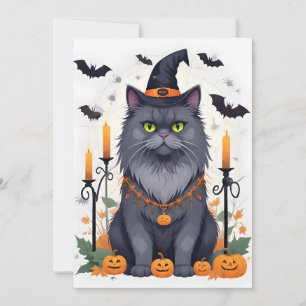 Reserva La Fecha Cat Halloween Cute Adorable Gracioso Personalizado
