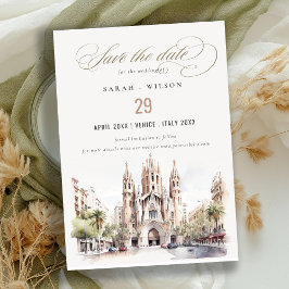 Reserva La Fecha Catedral de Barcelona Boda de Acuarela de España