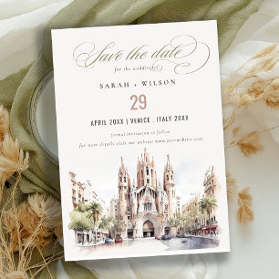 Reserva La Fecha Catedral de Barcelona Boda de Acuarela de España