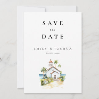 Reserva La Fecha Catholic Church Watercolor Wedding