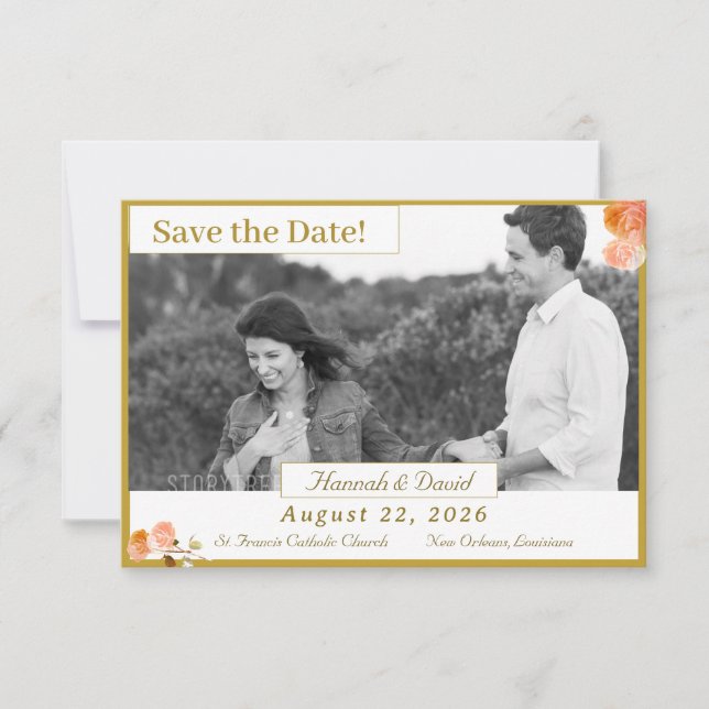 Reserva La Fecha Católica Terracota Rosa Flat Save the Date Card (Anverso)