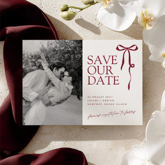 Reserva La Fecha CECILIA Burgundy Save the Date with Photo
