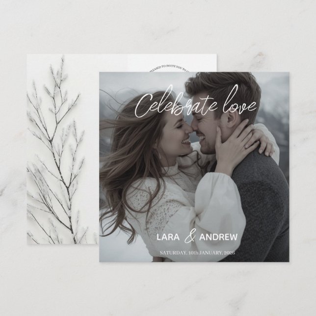 Reserva La Fecha Celebra el amor personalizado simple boda moderno (Anverso / Reverso)