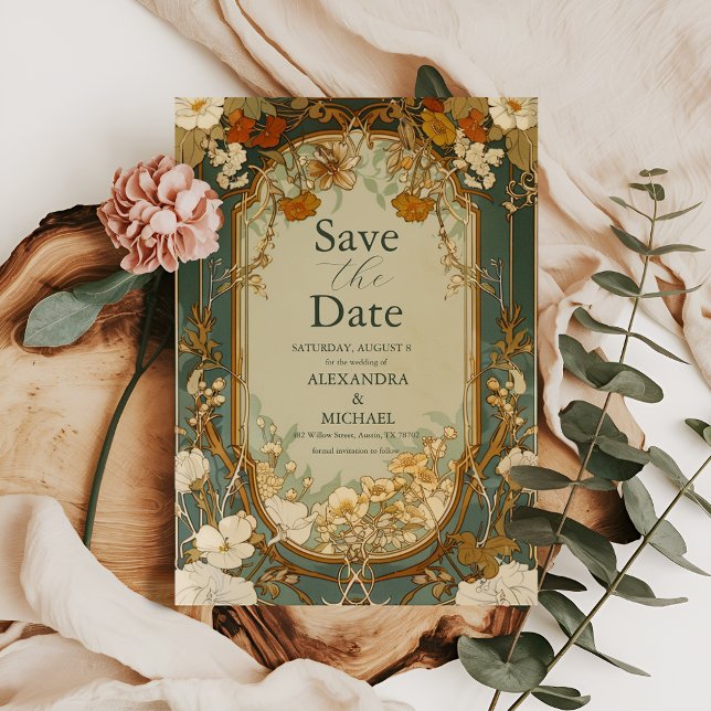 Reserva La Fecha Celebración Art Nouveau de Bodas florales (Subido por el creador)
