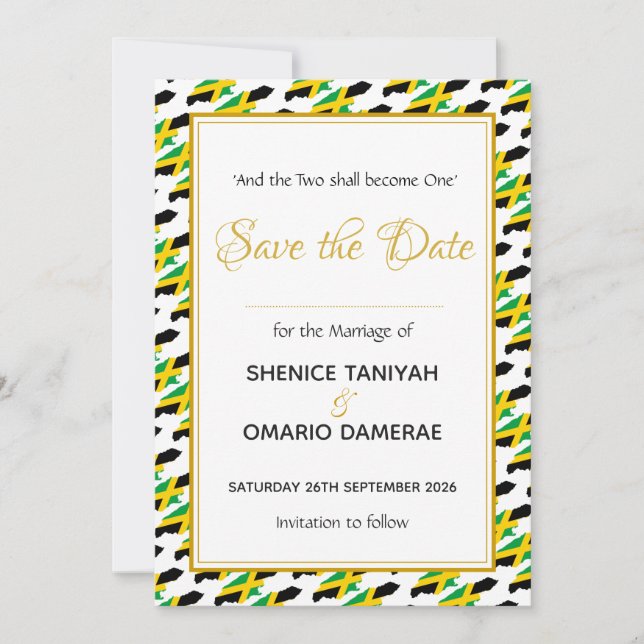 Reserva La Fecha Celebración de Personalizado cristiano Boda JAMAIC (Anverso)