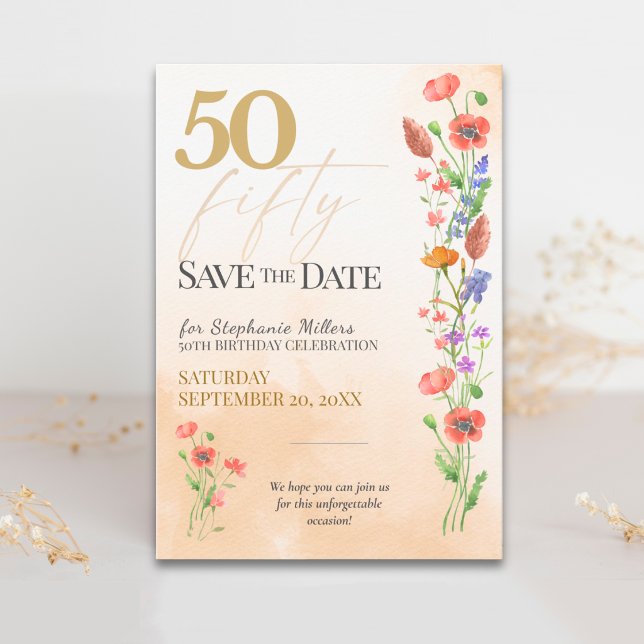 Reserva La Fecha Celebración del 50 cumpleaños de la suave flor sil (Subido por el creador)