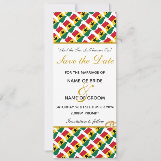 Reserva La Fecha Celebración del Boda cristiano de GHANA (Anverso)