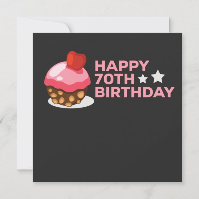 Reserva La Fecha celebración del diseño de cumpleaños 70 con tarta (Anverso)