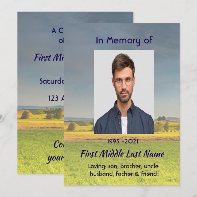 Reserva La Fecha Celebración del Servicio de la Vida Pradera de Cul (Anverso / Reverso)