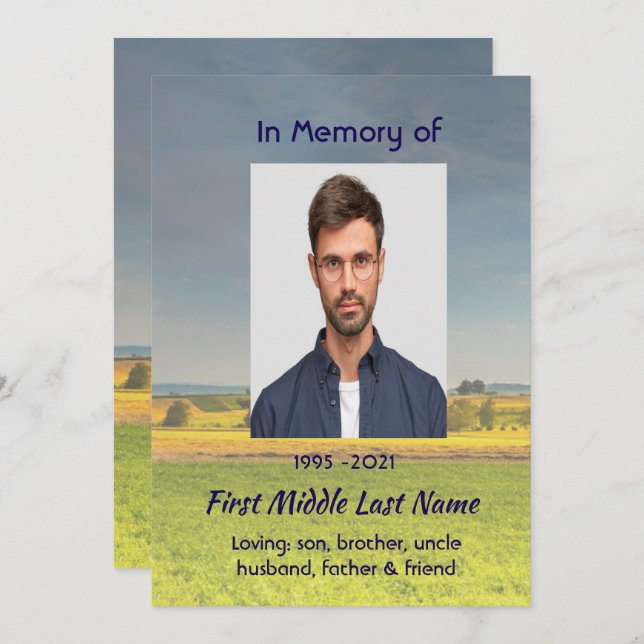 Reserva La Fecha Celebration of Life Service  Farm Crop Prairie (Anverso / Reverso)