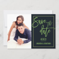 Celery Green, Foliage y Black Boda Save Date