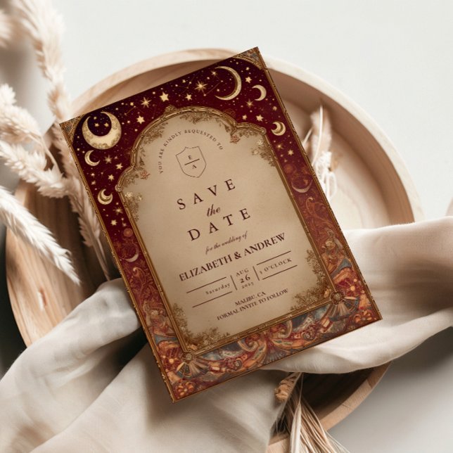 Reserva La Fecha Celestial Burgundy Baroque Wedding (Subido por el creador)