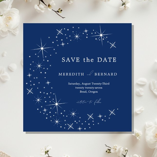 Reserva La Fecha Celestial Elegant Wedding Moon Blue Save The Date (Subido por el creador)