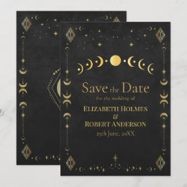 Reserva La Fecha Celestial Gothic Black and Gold Save the Date Card