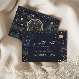 Reserva La Fecha Celestial Navy Gold Wedding