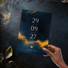 Reserva La Fecha Celestial Save the Date - Medianoche azul y oro