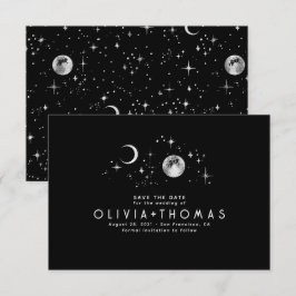 Reserva La Fecha Celestial Starry Night Moon Black Save the Date
