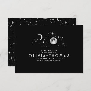 Reserva La Fecha Celestial Starry Night Moon Black Save the Date