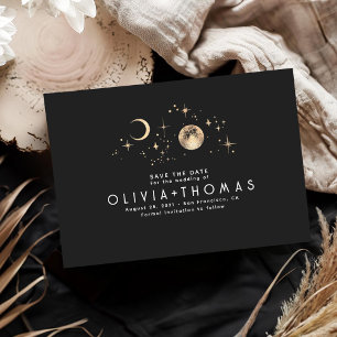Reserva La Fecha Celestial Starry Night Moon Black Save the Date