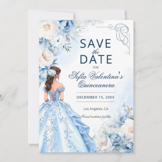 Reserva La Fecha Cenicienta Quinceañera Baby Blue Save the Date