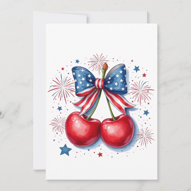 Reserva La Fecha Cerezas con Coquette Bow 4 de Julio Americano (Anverso)