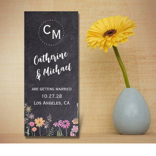 Reserva La Fecha Chalk Board Moderna Floral de moda Ahorra La Fecha