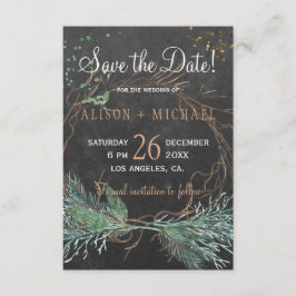 Reserva La Fecha Chalkboard boda de citas de invierno rústico