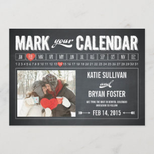 Reserva La Fecha Chalkboard Calendar Photo Save the Date Cards (Gua