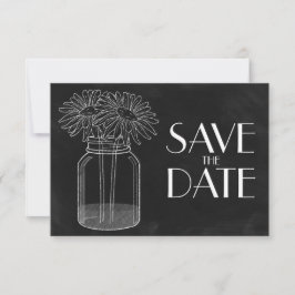Reserva La Fecha Chalkboard - Mason Jar y Daisies Save the Date