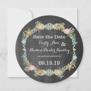 Reserva La Fecha Chalkboard Mint Pink Aqua Floral Garland Boda