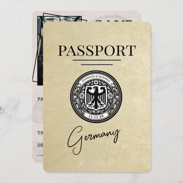 Reserva La Fecha Champagne Alemania Passport Save the Date (Anverso / Reverso)