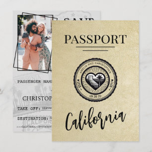 Reserva La Fecha Champagne California Passport Save the Date
