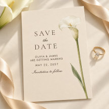Champagne Calla Lily Boda Guardar la Fecha
