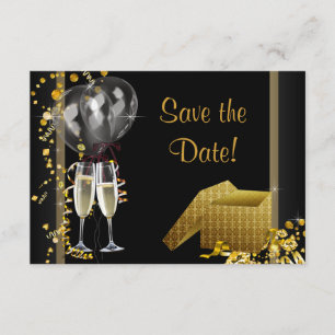 Reserva La Fecha Champagne Confetti Black Gold Save The Date