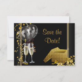 Reserva La Fecha Champagne Confetti Black Gold Save The Date