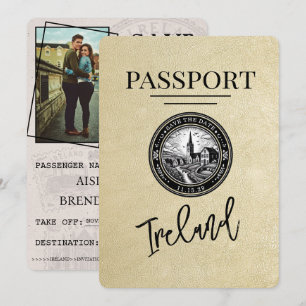 Reserva La Fecha Champagne Irlanda Passport Save the Date