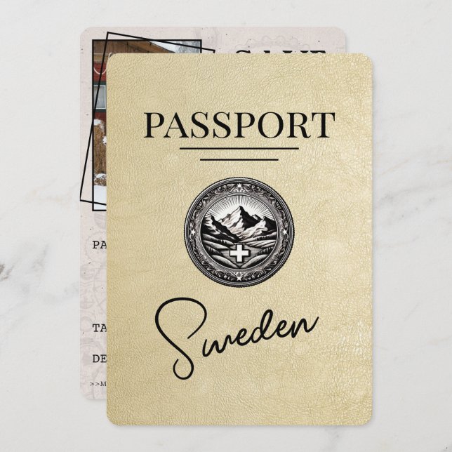 Reserva La Fecha Champagne Suecia Passport Save the Date (Anverso / Reverso)