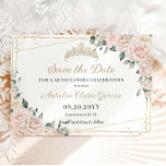 Reserva La Fecha Champán Ivory Rubor Floral Quinceañera Sweet 16<br><div class="desc">Personalice esta encantadora tarjeta de fecha con su propia redacción fácil y rápidamente. Simplemente haga clic en el botón Editar usando herramientas de diseño para editar el texto, la redacción, el estilo de fuente, el tamaño de fuente, el color de fuente, agregar más texto, mover o eliminar algunas imágenes. La...</div>