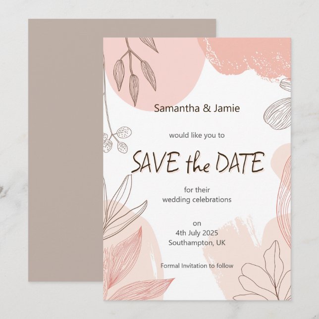 Reserva La Fecha Champán Rubor Mano Rosa Drena Salvador Floral (Anverso / Reverso)